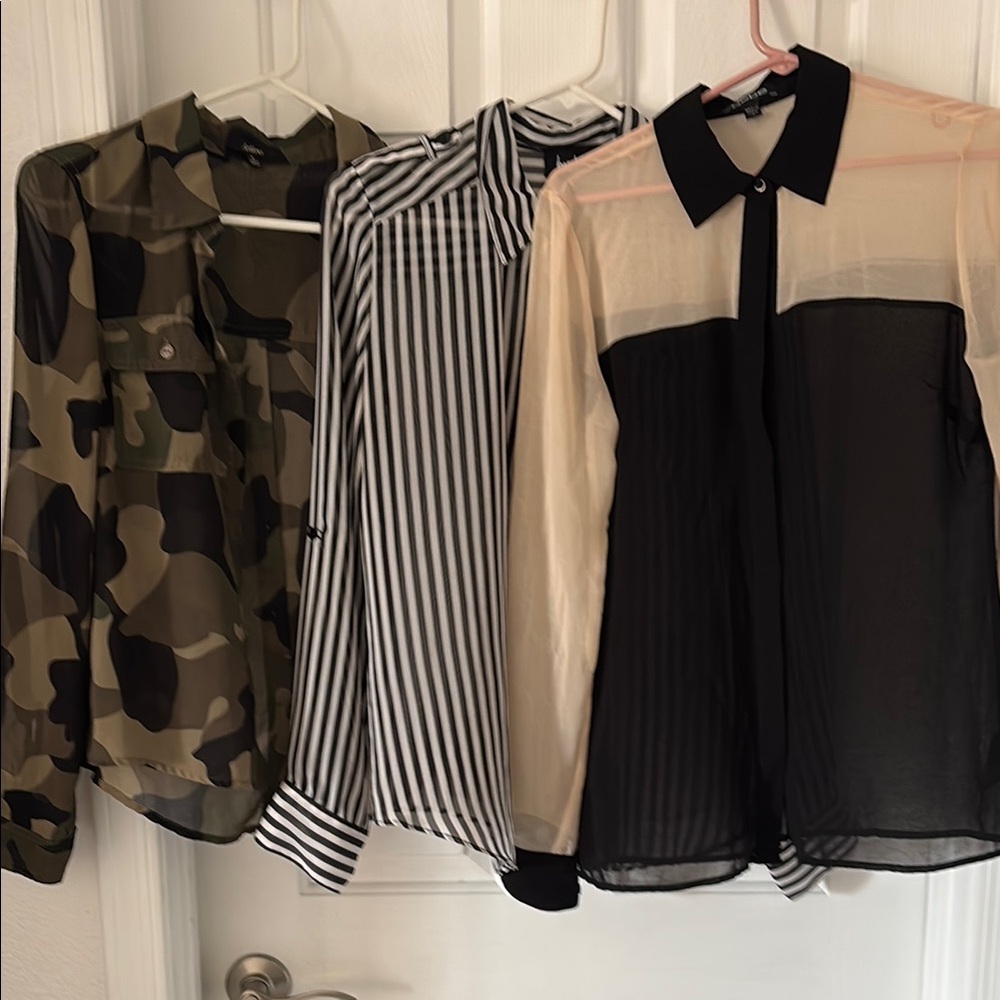 3 long sleeve button down woman blouses